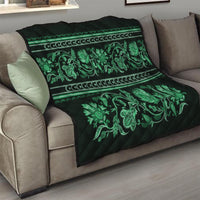 Azerbaijan Quilt Traditional Pattern Ornament With Flowers Buta Green - Wonder Print Shop