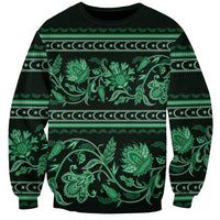 Azerbaijan Sweatshirt Traditional Pattern Ornament With Flowers Buta Green - Wonder Print Shop
