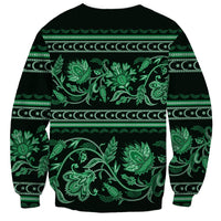 Azerbaijan Sweatshirt Traditional Pattern Ornament With Flowers Buta Green - Wonder Print Shop