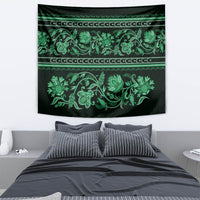 Azerbaijan Tapestry Traditional Pattern Ornament With Flowers Buta Green - Wonder Print Shop