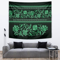 Azerbaijan Tapestry Traditional Pattern Ornament With Flowers Buta Green - Wonder Print Shop