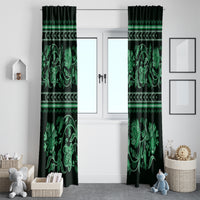 Azerbaijan Window Curtain Traditional Pattern Ornament With Flowers Buta Green - Wonder Print Shop