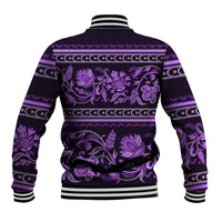 Azerbaijan Baseball Jacket Traditional Pattern Ornament With Flowers Buta Violet LT9 - Wonder Print Shop