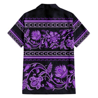 Azerbaijan Family Matching Long Sleeve Bodycon Dress and Hawaiian Shirt Traditional Pattern Ornament With Flowers Buta Violet LT9 - Wonder Print Shop