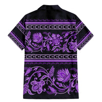 Azerbaijan Family Matching Mermaid Dress and Hawaiian Shirt Traditional Pattern Ornament With Flowers Buta Violet LT9 - Wonder Print Shop