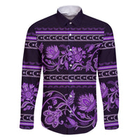 Azerbaijan Family Matching Puletasi Dress and Hawaiian Shirt Traditional Pattern Ornament With Flowers Buta Violet - Wonder Print Shop