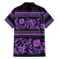 Azerbaijan Family Matching Short Sleeve Bodycon Dress and Hawaiian Shirt Traditional Pattern Ornament With Flowers Buta Violet - Wonder Print Shop