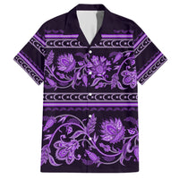 Azerbaijan Hawaiian Shirt Traditional Pattern Ornament With Flowers Buta Violet - Wonder Print Shop