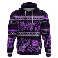 Azerbaijan Hoodie Traditional Pattern Ornament With Flowers Buta Violet - Wonder Print Shop