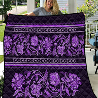 Azerbaijan Quilt Traditional Pattern Ornament With Flowers Buta Violet - Wonder Print Shop