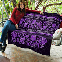 Azerbaijan Quilt Traditional Pattern Ornament With Flowers Buta Violet - Wonder Print Shop