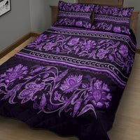 Azerbaijan Quilt Bed Set Traditional Pattern Ornament With Flowers Buta Violet - Wonder Print Shop