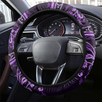 Azerbaijan Steering Wheel Cover Traditional Pattern Ornament With Flowers Buta Violet - Wonder Print Shop