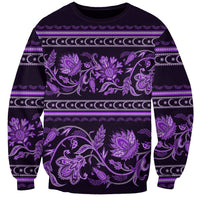 Azerbaijan Sweatshirt Traditional Pattern Ornament With Flowers Buta Violet - Wonder Print Shop