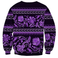 Azerbaijan Sweatshirt Traditional Pattern Ornament With Flowers Buta Violet - Wonder Print Shop