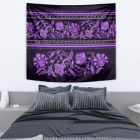 Azerbaijan Tapestry Traditional Pattern Ornament With Flowers Buta Violet - Wonder Print Shop