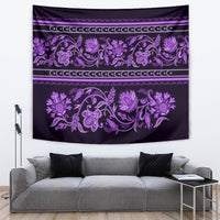 Azerbaijan Tapestry Traditional Pattern Ornament With Flowers Buta Violet - Wonder Print Shop