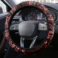 Azerbaijan Steering Wheel Cover Traditional Pattern Ornament With Flowers Buta Red - Wonder Print Shop