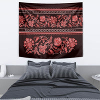 Azerbaijan Tapestry Traditional Pattern Ornament With Flowers Buta Red - Wonder Print Shop