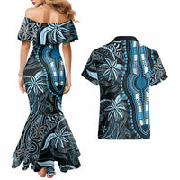 Polynesia Dashiki Couples Matching Mermaid Dress and Hawaiian Shirt Polynesia and Africa Traditional Special Together Blue LT9 - Wonder Print Shop