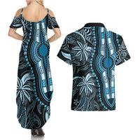 Polynesia Dashiki Couples Matching Summer Maxi Dress and Hawaiian Shirt Polynesia and Africa Traditional Special Together Blue LT9 - Wonder Print Shop