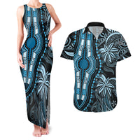 Polynesia Dashiki Couples Matching Tank Maxi Dress and Hawaiian Shirt Polynesia and Africa Traditional Special Together Blue LT9 - Wonder Print Shop