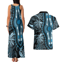 Polynesia Dashiki Couples Matching Tank Maxi Dress and Hawaiian Shirt Polynesia and Africa Traditional Special Together Blue LT9 - Wonder Print Shop
