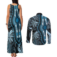 Polynesia Dashiki Couples Matching Tank Maxi Dress and Long Sleeve Button Shirts Polynesia and Africa Traditional Special Together Blue LT9 - Wonder Print Shop