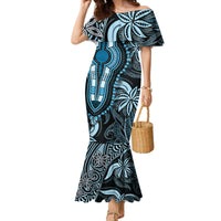 Polynesia Dashiki Family Matching Mermaid Dress and Hawaiian Shirt Polynesia and Africa Traditional Special Together Blue LT9 - Wonder Print Shop
