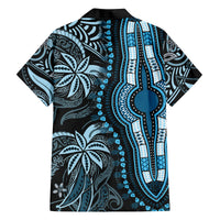 Polynesia Dashiki Family Matching Off Shoulder Long Sleeve Dress and Hawaiian Shirt Polynesia and Africa Traditional Special Together Blue - Wonder Print Shop