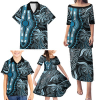 Polynesia Dashiki Family Matching Puletasi Dress and Hawaiian Shirt Polynesia and Africa Traditional Special Together Blue - Wonder Print Shop