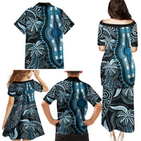 Polynesia Dashiki Family Matching Puletasi Dress and Hawaiian Shirt Polynesia and Africa Traditional Special Together Blue - Wonder Print Shop