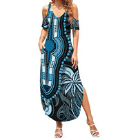 Polynesia Dashiki Family Matching Summer Maxi Dress and Hawaiian Shirt Polynesia and Africa Traditional Special Together Blue - Wonder Print Shop