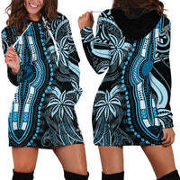 Polynesia Dashiki Hoodie Dress Polynesia and Africa Traditional Special Together Blue - Wonder Print Shop