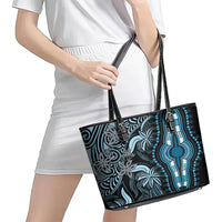 Polynesia Dashiki Leather Tote Bag Polynesia and Africa Traditional Special Together Blue - Wonder Print Shop