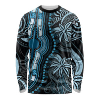 Polynesia Dashiki Long Sleeve Shirt Polynesia and Africa Traditional Special Together Blue - Wonder Print Shop