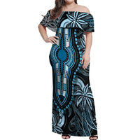 Polynesia Dashiki Off Shoulder Maxi Dress Polynesia and Africa Traditional Special Together Blue - Wonder Print Shop