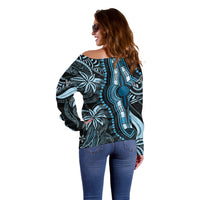 Polynesia Dashiki Off Shoulder Sweater Polynesia and Africa Traditional Special Together Blue - Wonder Print Shop