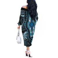Polynesia Dashiki Off The Shoulder Long Sleeve Dress Polynesia and Africa Traditional Special Together Blue - Wonder Print Shop