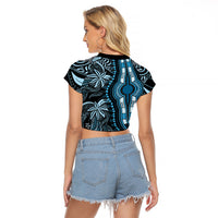 Polynesia Dashiki Raglan Cropped T Shirt Polynesia and Africa Traditional Special Together Blue - Wonder Print Shop