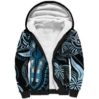 Polynesia Dashiki Sherpa Hoodie Polynesia and Africa Traditional Special Together Blue - Wonder Print Shop