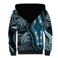 Polynesia Dashiki Sherpa Hoodie Polynesia and Africa Traditional Special Together Blue - Wonder Print Shop