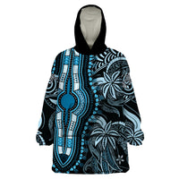 Polynesia Dashiki Wearable Blanket Hoodie Polynesia and Africa Traditional Special Together Blue - Wonder Print Shop