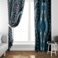 Polynesia Dashiki Window Curtain Polynesia and Africa Traditional Special Together Blue - Wonder Print Shop