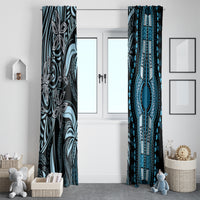 Polynesia Dashiki Window Curtain Polynesia and Africa Traditional Special Together Blue - Wonder Print Shop