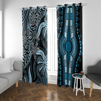 Polynesia Dashiki Window Curtain Polynesia and Africa Traditional Special Together Blue - Wonder Print Shop