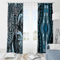 Polynesia Dashiki Window Curtain Polynesia and Africa Traditional Special Together Blue - Wonder Print Shop