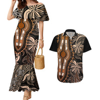 Polynesia Dashiki Couples Matching Mermaid Dress and Hawaiian Shirt Polynesia and Africa Traditional Special Together Gold LT9 - Wonder Print Shop