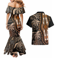 Polynesia Dashiki Couples Matching Mermaid Dress and Hawaiian Shirt Polynesia and Africa Traditional Special Together Gold LT9 - Wonder Print Shop