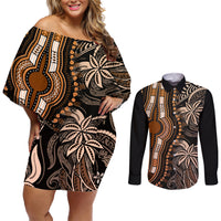 Polynesia Dashiki Couples Matching Off Shoulder Short Dress and Long Sleeve Button Shirts Polynesia and Africa Traditional Special Together Gold LT9 - Wonder Print Shop